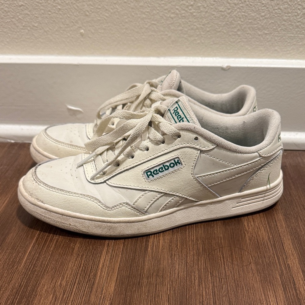 Reebok Off-White Sneakers with Green Accents